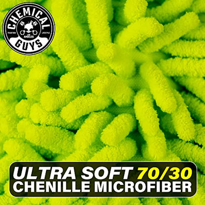 Chemical Guys, Chenille Premium Scratch-Free Microfiber Wash Mitt, Lime Green, 9.6" x 2.3" x 7" (3 Pack) - MIC49303 - size: 3 Pack