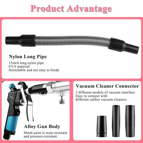 GOCCIDA 2in1 Car Interior Detailing Air Blow Gun & vacunm Gun,Multi-Purpose Cleaning Gun Detachable Sprinkler Head for Automotive Detailing, Carpet, Upholstery, Surface Cleaning - color: Black