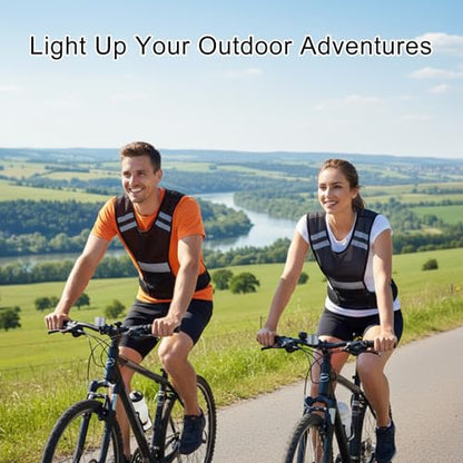 Ptwola Reflective Running Vest High Visibility Running Gear with Large Pocket Night Lightweight Reflective Safety Vest - color: Black