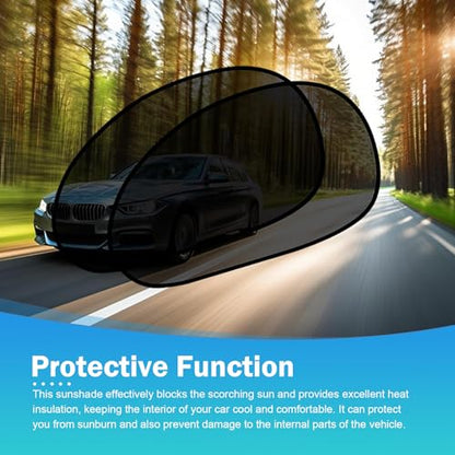2 PCS Car Side Window Shades, Sun & Heat Blocking Shield for Baby Safety, One-way Mesh Privacy Cover with Suction Cups, Foldable Interior Protection Cover for Most Cars (Black)