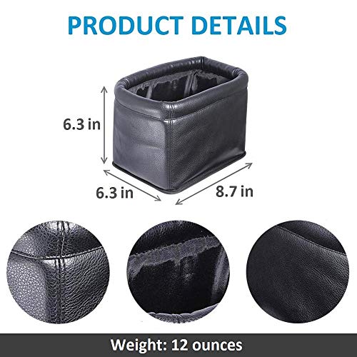 Leather Car Trash Can, Luxury Car Organizer, Leakproof Garbage Can for Car and Trucks, Black - color: Black