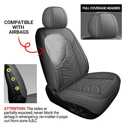 AOOG Leather Car Seat Covers Universal fit Most Sedans SUV Trucks (Front seat, Grey) - color: GREY, size: FRONT PAIR