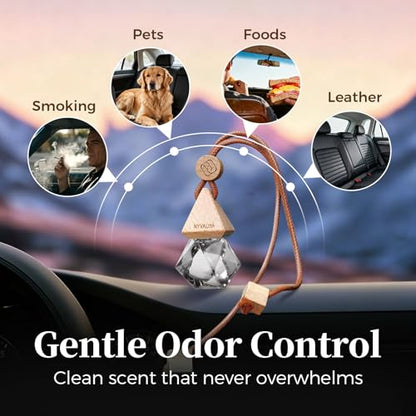 Car Air Freshener Hanging Diffuser with Natural Essential Oil, Ebony Agarwood Scent Car Fresheners, Long Lasting Car Smell Air Fresheners, Car Air Fresheners for Women & Men (Ebony Agarwood)