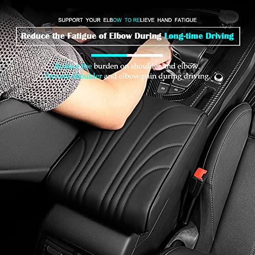 Upgraded Car Center Console Pad,Elbow Rest Pillow,PU Leather Armrest Cushion, Relieve Arm Fatigue,Great for Long-time Driving,Universal Car Armrest Seat Box Cover Protector for Most Vehicles - color: Black2