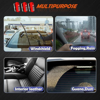 New Automotive Oil Film Cleaning Brush,Oil Film Remover for Car Windshield, Glass Cleaning Board, Universal Anti-Rain Fog Cleaning Glass Brush (3-Red)