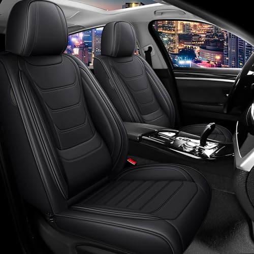 Car Seat Cover Full Set for BMW X3 Seat Covers 2004-2025, Nappa Leather Waterproof Seat Covers for Cars, Airbag Compatible, Universal Automotive Seat Covers (Standard 2 Seats/Black) - color: Black, size: 2 Seats Standard