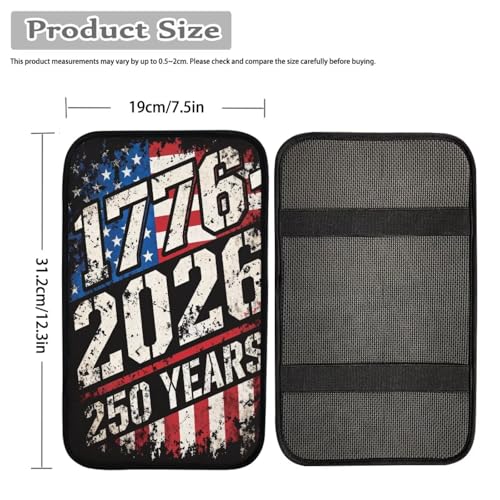 Dreaweet 1776-2026 250 Years Flag Print Arm Rest Cover for Car Soft Scratch-Proof Center Console Cover Pad Universal Armrest Cover for SUV Truck Sedan - color: 1776-2026 250 Years
