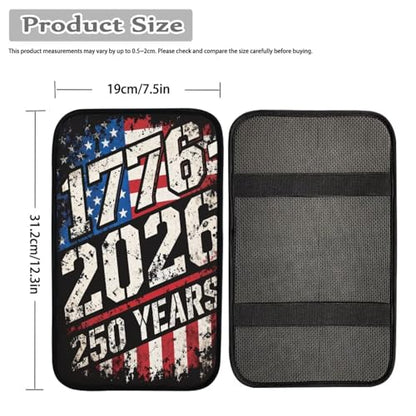 Dreaweet 1776-2026 250 Years Flag Print Arm Rest Cover for Car Soft Scratch-Proof Center Console Cover Pad Universal Armrest Cover for SUV Truck Sedan - color: 1776-2026 250 Years