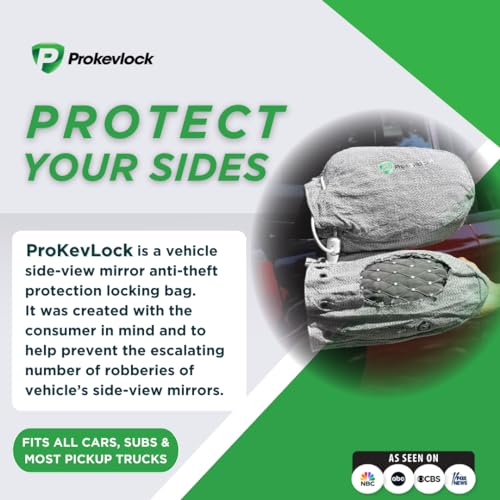 New & Improved ProKevLock Vehicle Side Mirror Covers Set with Anti-Theft Lock, UHMWPE, HPPE, 304 CRES Steel Mesh, Fits all Vehicles & Most Pickup Trucks, Protection from Ice, Bird Droppings, Version 3 - size: 16 x 9 x 5 Inches
