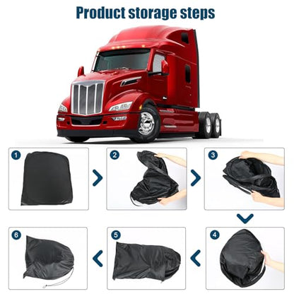 Side Window Sun Shade for Peterbilt 579 2022-2026, 567 2014-2026, Custom Fit 210T Reflective Sunshade for Semi Truck, 6-Layer Heat Insulation Privacy Protector, Block 99% UV Rays, 2PCS - size: Peterbilt 579 / 567 2014-2026