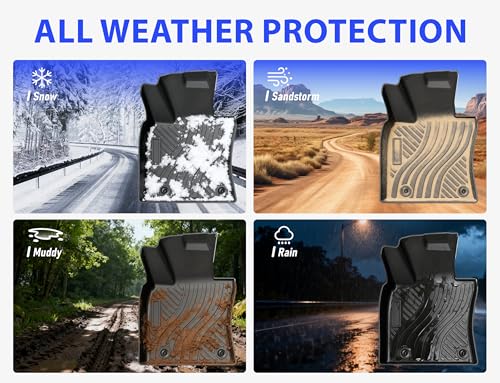 Carbon Fiber Floor Mats for Toyota Tundra 2022-2024 2025 CrewMax Cab Accessories,TPE All Weather Protection Floor Mats,Custom Fit 1st&2nd Row Car Floor Liners Set,Heavy Duty Accessories - size: Toyota Tundra 2022-2025