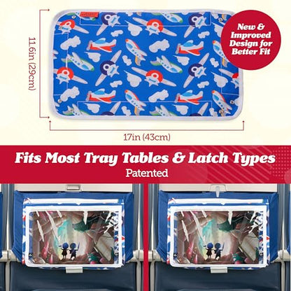Lusso Gear Airplane Tray Table Cover - Organize Kids Travel Essentials - Pockets for Airplane Toys for Toddlers 1-3 - Foldable Tablet Stand for Travel Toddler Essentials (Mermaids) | with Pockets, on Plane or Train, Airplane Must Haves, Flying Essentials,