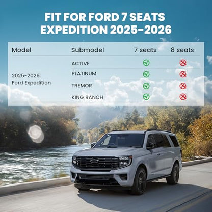 LASFIT Floor Mats for 2025 2026 Ford Expedition 7 Seats Standard (Not Fit 8 Seats and Not Fit Max),All Weather Protection TPE Easy Clean Floor Liners,3Row,4PCS Black - style: 7) Expedition Standard 7-Seat| 25-26 | 3 Rows