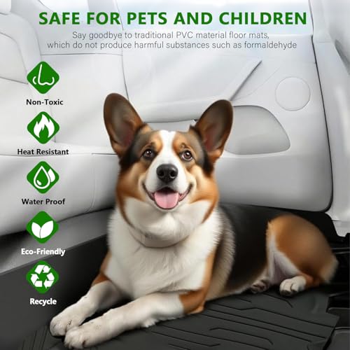 All Weather Floor Mat for 2014-2018 Chevy Silverado/GMC Sierra 1500 Crew Cab, 2015-2019 SLV/SRA 2500 3500 HD,TPE Car Mat Full Set 1st & 2nd Row All Weather Anti-Slip Waterproof Odorless - size: Chevy, style: 14-18 Chevy Silverado/GMC Sierra 1500 Crew Cab