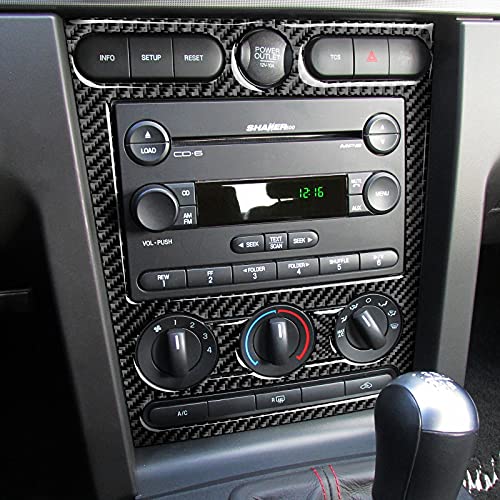 Car Air Conditioning Control Panel Sticker Cover for Ford Mustang GT Shelby 2005 2006 2007 2008 2009 Accessories Carbon Fiber Decal - color: Air Conditioning Control Panel
