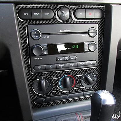 Car Air Conditioning Control Panel Sticker Cover for Ford Mustang GT Shelby 2005 2006 2007 2008 2009 Accessories Carbon Fiber Decal - color: Air Conditioning Control Panel