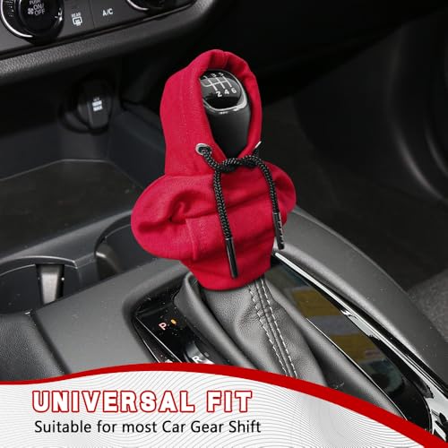 Gear Shift Hoodie, Shifter Hoodie, Funny Car Gear Shift Protector Cover, Automotive Interior Cute Gadgets Fashionable Mini Sweater Shifter Stick Knob Cover Universal for Most Vehicles (Red) - color: Red