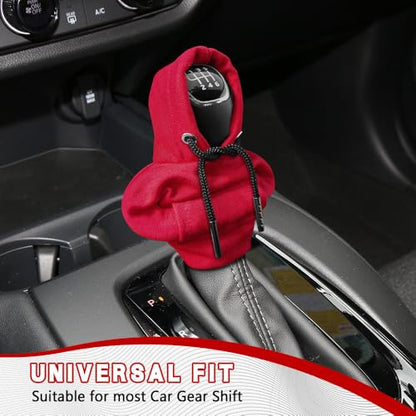 Gear Shift Hoodie, Shifter Hoodie, Funny Car Gear Shift Protector Cover, Automotive Interior Cute Gadgets Fashionable Mini Sweater Shifter Stick Knob Cover Universal for Most Vehicles (Red) - color: Red