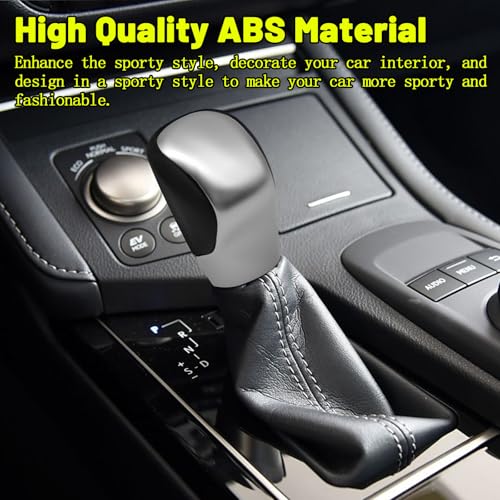 Compatible with Lexus ES GS GX is NX RC RX 200t 300 350 3450h 450hL 350L ABS Black Leather Silver Chrome Automatic Gear Shift Knob Lever Replace - color: Black Silver