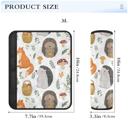 Bolaz Hedgehog Fox Mushrooms Car Seat Strap Pads Seatbelt Covers Cushion Shoulder Strap Pads for Adults Soft 2Pcs - color: Hedgehog Fox Mushrooms, size: Medium