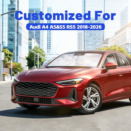 Car Windshield Sun Shade for Audi A4 A5&S5 RS5 2018-2026 –[Reflective Coated Fabric] Sunshade Umbrella for Front Window, Car Shades Sun Visor Keep Car Cool and Protects Interior, 1:1 Exact Fit - size: For Audi A4 A5&S5 RS5 2018-2026