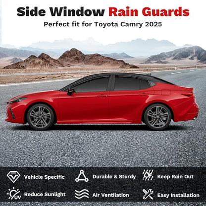 Canvcle Window Visors Rain Guards for 2025 2026 Toyota Camry Accessories, Outside-Mount Tape-On Side Window Wind Deflectors Vent Visors Shades Rainproof 4PCS - size: Toyota Camry 2025-Present