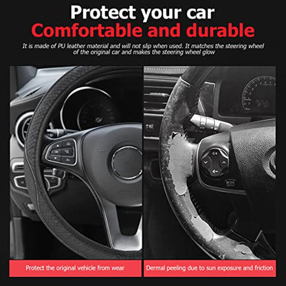 zipelo Elastic Stretch Steering Wheel Cover, Microfiber Breathable Ice Silk, Universal 15 Inch Anti-Slip Car Steering Wheel Protector, Warm in Winter and Cool in Summer for Women (Style4-Black) - color: Style4-Black