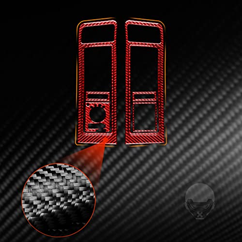 Premium Real Carbon Fiber Central Control Both Side Air Vent AC Outlet Frame Headlight Panal Covers Compatible with Dodge Ram 1500/2500/3500 2013 2014 2015 2016 2017 2018 Interior Accessories Red - color: Red 2