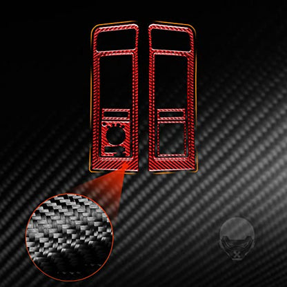 Premium Real Carbon Fiber Central Control Both Side Air Vent AC Outlet Frame Headlight Panal Covers Compatible with Dodge Ram 1500/2500/3500 2013 2014 2015 2016 2017 2018 Interior Accessories Red - color: Red 2
