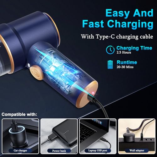 KMM Handheld Car Vacuum Cleaner, 9000Pa Vacuum Cleaner and Air Duster, 120W High Power Hand Held Vacuum with LED Light and Multi-Nozzles for Car, Home, Office, Pet - color: Blue