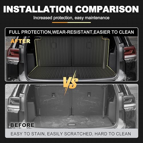 AOMSAZTO Floor Mats Compatible with 2018-2025 2026 Volkswagen Atlas (Not for Cross Sport) 7 Seats - VW Atlas TPE All Weather Protection Floor Mats & 2nd & 3rd Row Backrest Mat & Cargo Liner - style: 6) for Volkswagen Atlas | 2018-2026 | Floor+Cargo+Backre