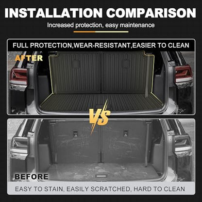 AOMSAZTO Floor Mats Compatible with 2018-2025 2026 Volkswagen Atlas (Not for Cross Sport) 7 Seats - VW Atlas TPE All Weather Protection Floor Mats & 2nd & 3rd Row Backrest Mat & Cargo Liner - style: 6) for Volkswagen Atlas | 2018-2026 | Floor+Cargo+Backre