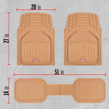Motor Trend FlexTough Defender Floor Mats for Cars & TrunkShield Trunk Mat Set, Next-Gen Deep Dish Heavy Duty Car All Weather, Rubber Set Auto Truck Van SUV B09VYBHPDK - color: Beige, style: Cargo Combo