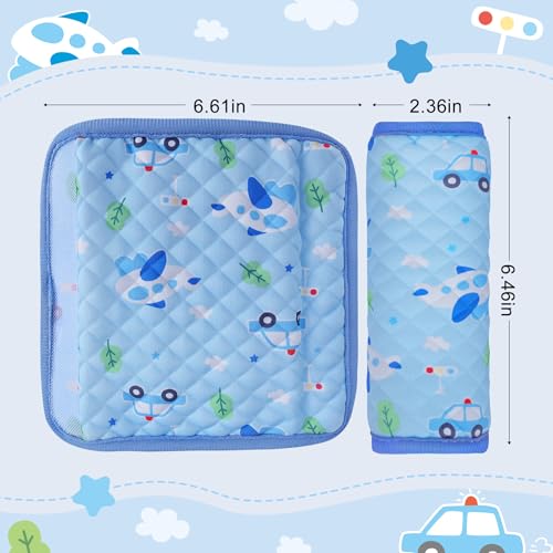 INFANZIA Car Seat Strap Covers for Infants Babies, Soft Carseat Shoulder Pads for Kids, Double-Sided Use Seatbelt Cushion Covers for Stroller, Pushchair & High Chair (Blue) - color: Blue