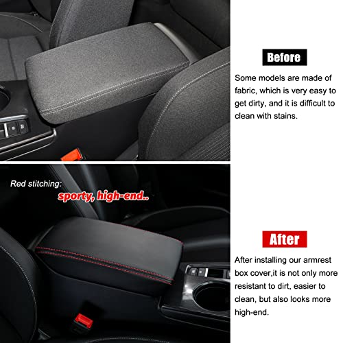 CKE Compatible with Honda Civic 2026 2025 2024 2023 2022 with CVT Car Center Console Armrest Cover Armrest Storage Box Lids Seat Cover Protector -Black (Red line) - color: Black (Red Line)