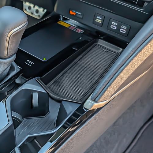 EDBETOS Gear Shift Side Insert Tray Compatible with 2025 2026 Toyota Camry Front Center Console Organizer Tray Interior Accessories, Hidden Card Slot Storage Box with Rubber Mats, Fits XSE XLE SE LE