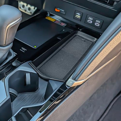 EDBETOS Gear Shift Side Insert Tray Compatible with 2025 2026 Toyota Camry Front Center Console Organizer Tray Interior Accessories, Hidden Card Slot Storage Box with Rubber Mats, Fits XSE XLE SE LE