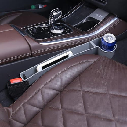Car Seat Gap Filler, Multifunctional Seat Side Gap Filler with Cup Holder & Organizer, Gap Stopper Universal Fit Car SUV Truck Fill The Gap Between Seat & Console Set of 2 (Gray) - color: Gray