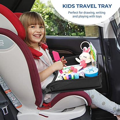 COOLBEBE Kids Travel Tray for Toddler Car Seat, Travel Tray for Airplane, Toddler Car Seat Lap Tray, Carseat Table Tray for Kids Travel Activities (Black -2PCS) - color: Black -2PCS