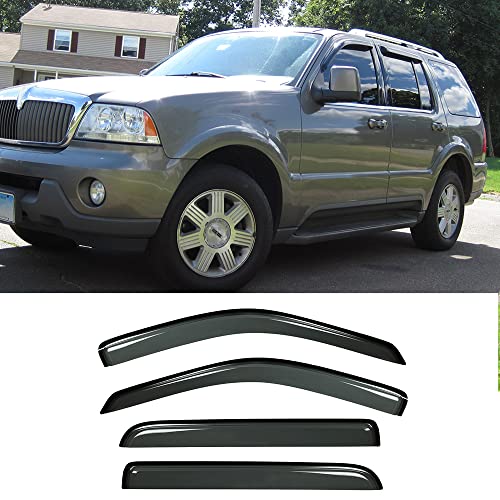 94819 Side Window Wind Deflector,4pc Outside Mount Style Nice Sun Rain Guards Set,Window Visor fit for 2002-2010 Ford Explorer & Mercury Mountaineer, 2003-2005 Lincoln Aviator - size: 2002-2010 Ford Explorer(Dark Smoke)