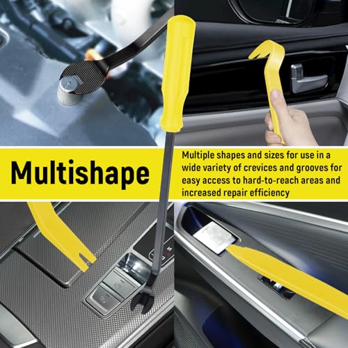BFXM 5PCS Auto Trim Removal Tool kit, Car Clip Pry Tools Kit No Scratch Plastic, Car Door Panel Rivet Pliers Tool Kit, Automotive Interior Fastener Puller Remover Body Repair Set for Car (Yellow) - color: Yellow