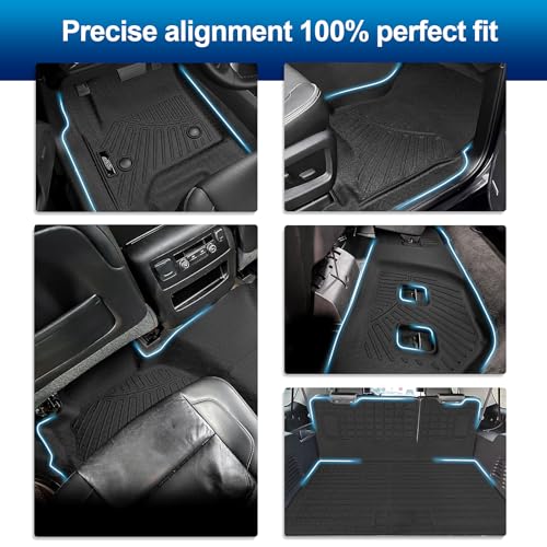 Peleus Floor Mats for Chevrolet Suburban & GMC Yukon XL 2015-2020 (2nd Row Bucket Seats),TPE All Weather Protection 3 Rows Car Floor Liners Duty Full Set Rubber Liner Suburban & Yukon XL Accessories - style: For Chevrolet Suburban & GMC Yukon XL 2015-2020