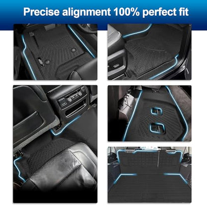 Peleus Floor Mats for Chevrolet Suburban & GMC Yukon XL 2015-2020 (2nd Row Bucket Seats),TPE All Weather Protection 3 Rows Car Floor Liners Duty Full Set Rubber Liner Suburban & Yukon XL Accessories - style: For Chevrolet Suburban & GMC Yukon XL 2015-2020