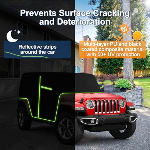 QUNSUNUS JK JL Cab Cover 4 Door, Waterproof JK JL Cover with Cotton Liner, All Weather JKU JLU Cab Covers with Adjustable Straps and Zipper for Wind, Sun, Rain and Dust Protection - size: for Jeep JK&JL 4 Door Cab Cover