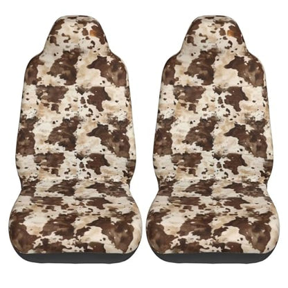 Car Seat Covers 2PCS Front Seat Only Cute Cow Automotive Vehicle Seat Cover, Cow Spot Cowhide Universal Seat Cover for Sedan, SUV, Truck Brown Car Accessories - color: Cute Cow