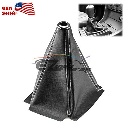 EZAUTO WRAP Universal Shift Knob Shifter Boot Cover Black with White Stitches PVC Leather MT at Sport PVC Leather - color: With White Stitches