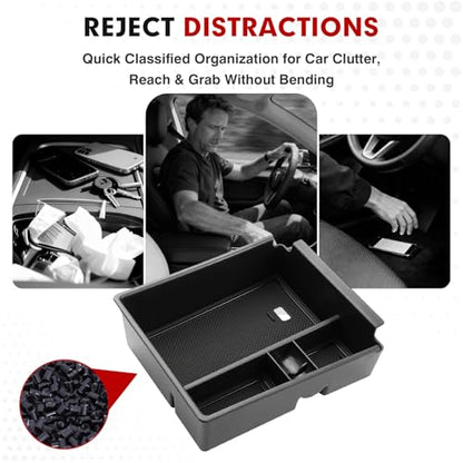 Autorder Center Console Organizer for 2022-2026 Hyundai Santa Cruz Accessories Car Armrest Storage Box Middle Console Tray Container with Black & Red Non-Slip Silicone Mats - size: 2022-2026 Santa Cruz