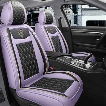 Car Seat Covers Front Seats, Super Luxurious Heavy Universal Duty Waterproof Leather Automotive Vehicle Cover for Cars SUV Pick-up Truck, Non-Slip Seat Pink Car Accessories (2 PCS Front/Light purple) - color: 2 PCS Front/Light purple