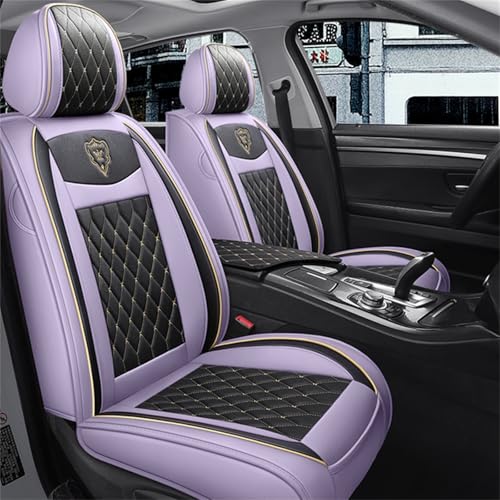 Car Seat Covers Full Set, Super Luxurious Heavy Universal Duty Waterproof Leather Automotive Vehicle Cover for Cars SUV Pick-up Truck, Non-Slip Seat Purple Car Accessories (Full Set/Light purple) - color: Full Set/Light purple