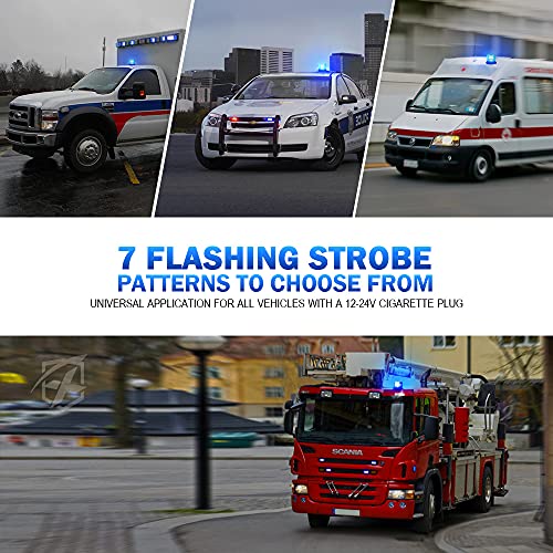 Xprite Blue LED Rooftop Beacon Strobe Light w/Magnetic Base Warning Safety Police Flashing Lights for Law Enforcement Vehicles Forklift Trucks Golf Carts UTV ATV Snowplows Firefighters Volunteer EMS - color: Blue